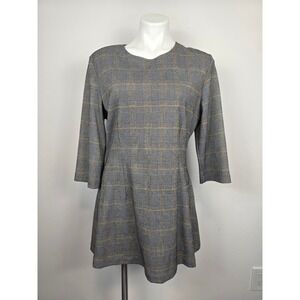 Brynn Walker Women's Plaid Career Dress Made in USA Gray A Line‎ Medium